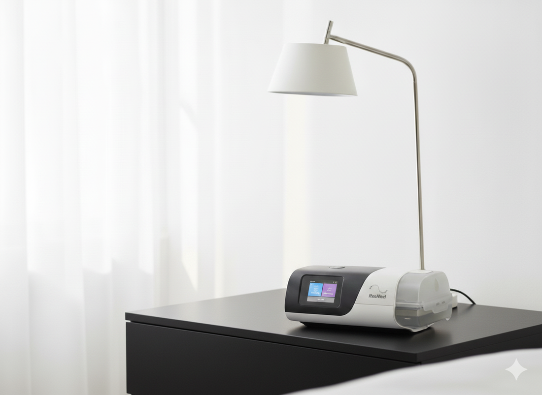 Appareil CPAP ResMed AirSense 11 sur une table de chevet